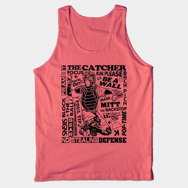 Baseball Softball Catcher Sayings Word Art Tank Top by TeeCreations